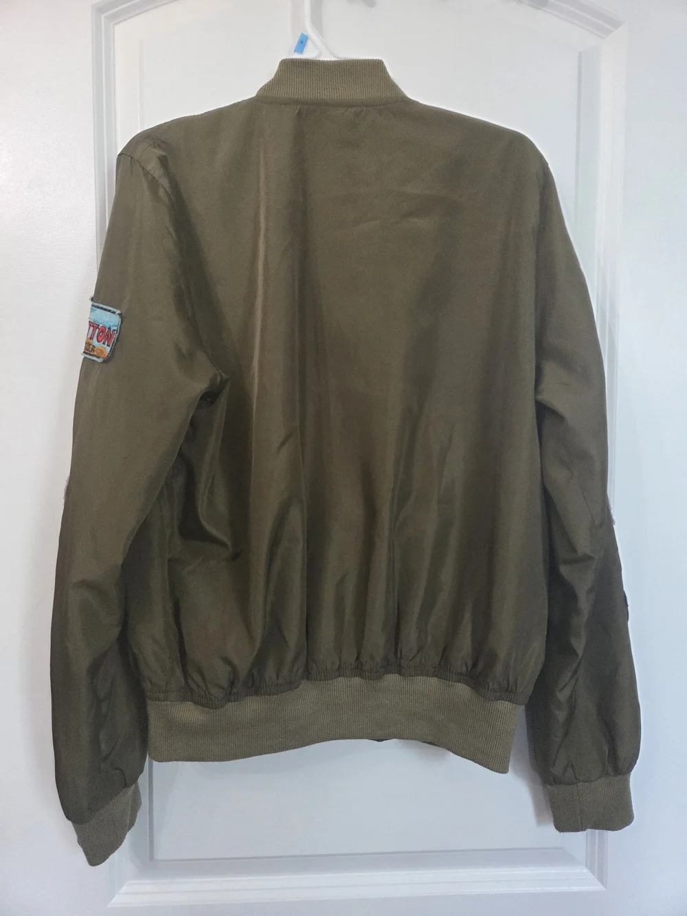 Kids Olive Green Patchwork Bomber Jacket